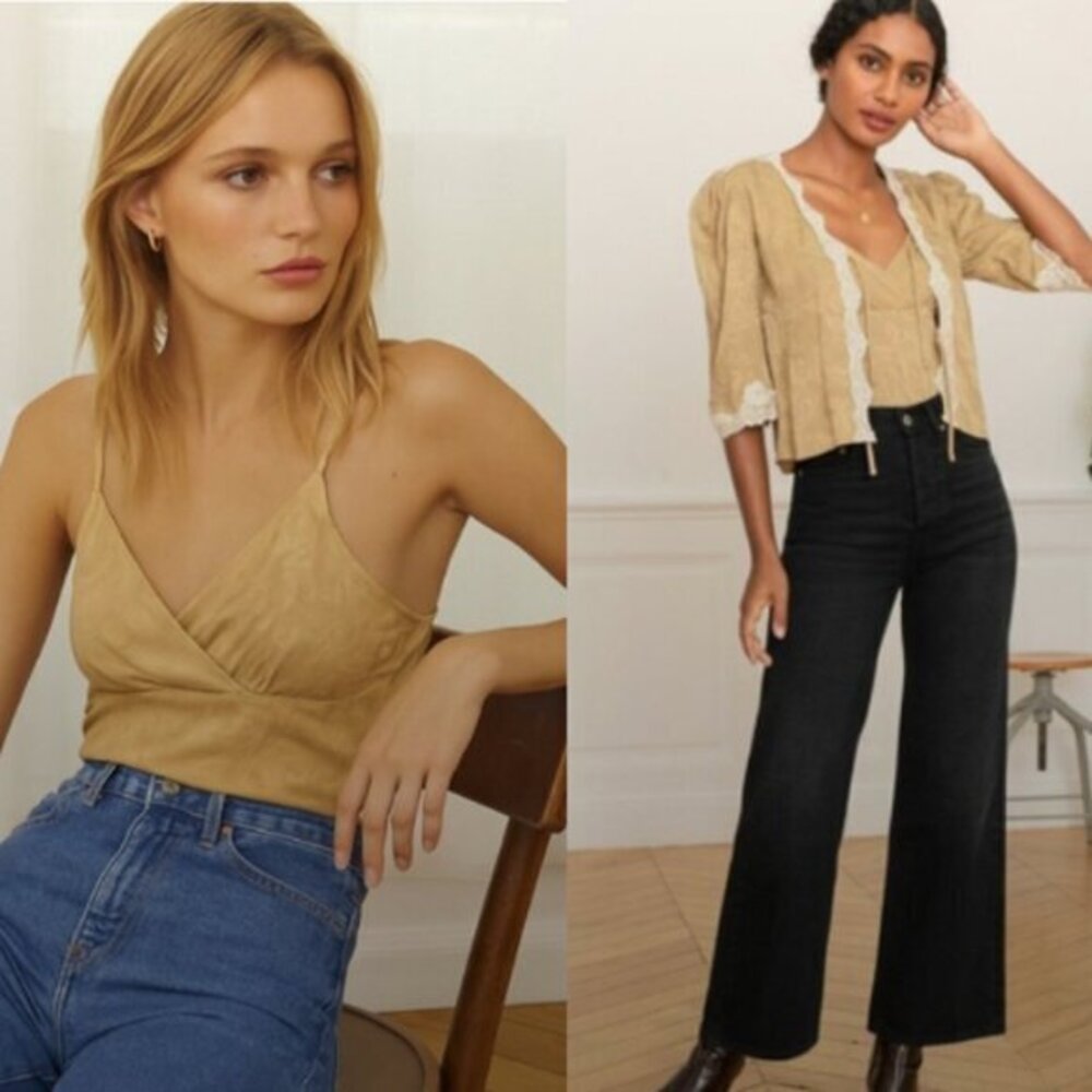 Rouje Tank Top Laurie Satin in Tan Gold